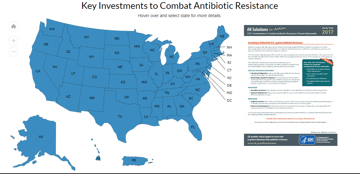 Click for interactive features of the CDC's AR map.