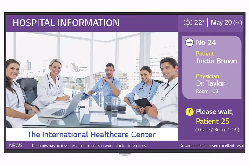 LG UHD standard signage for hospitals