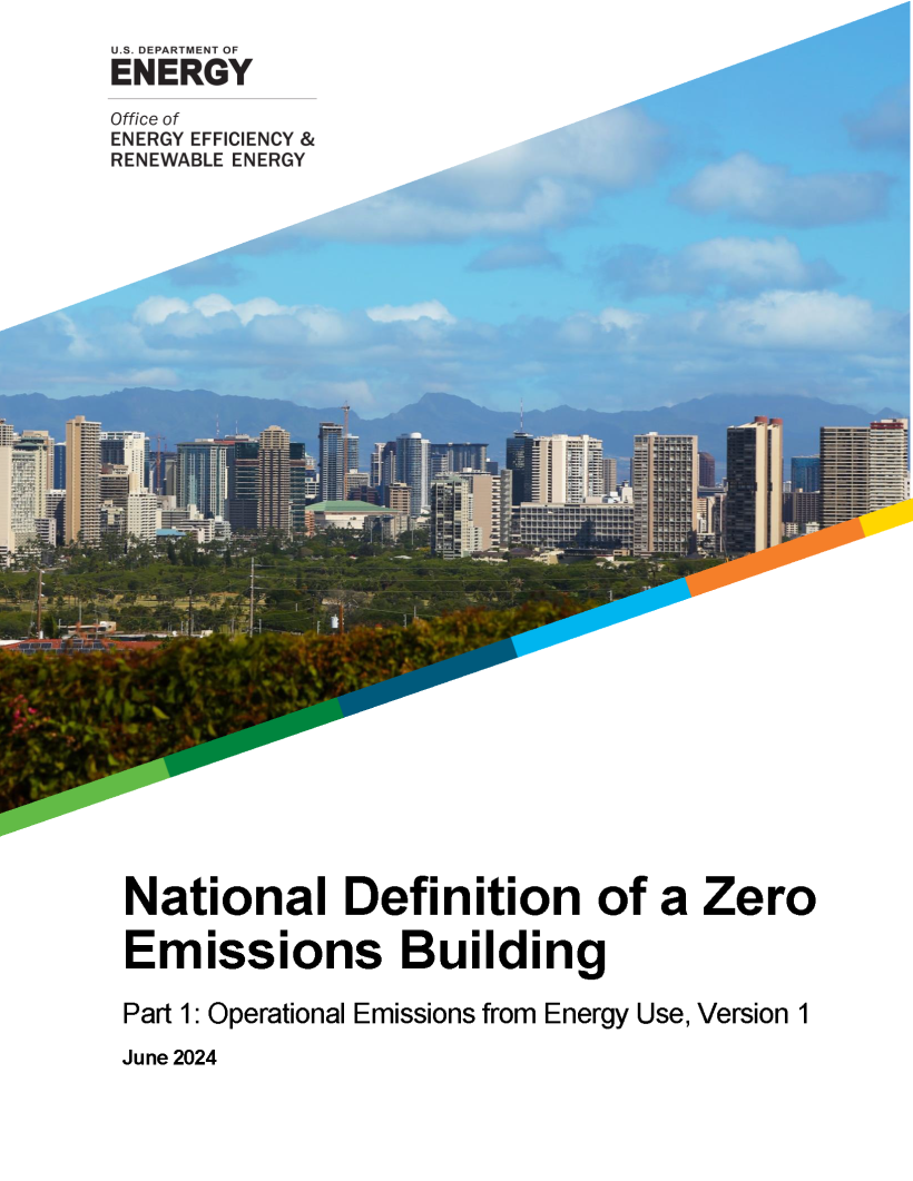 cover of a National Definition of a Zero Emissions Building, Part 1