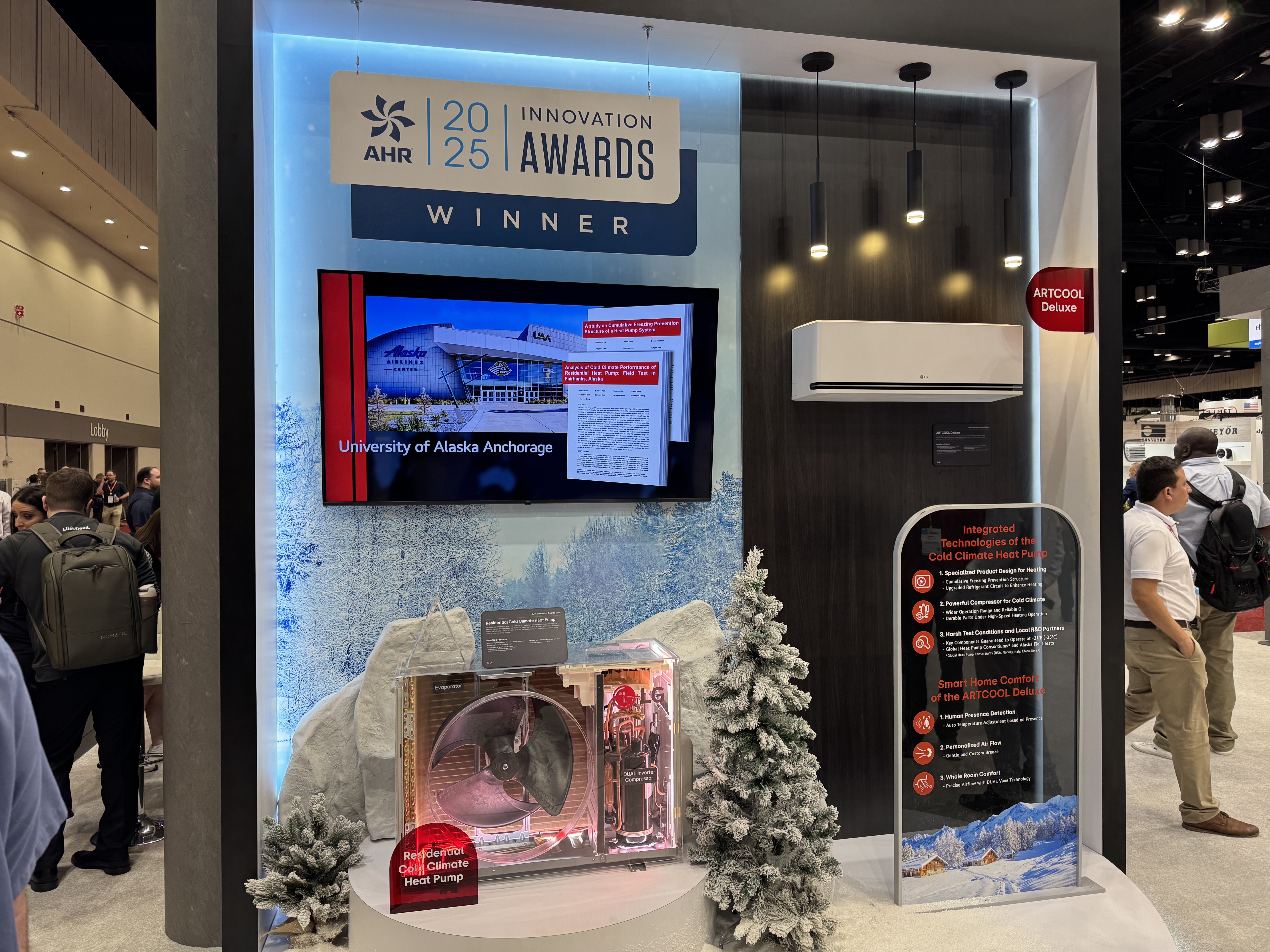 Part of LG booth at AHR Expo 2025, showcasing award