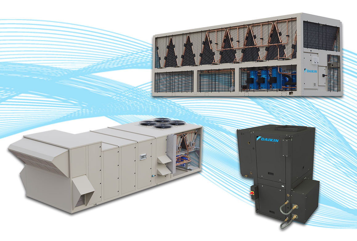 Daikin scroll chiller, packaged rooftop system and heat pump feature R-32 refrigerant