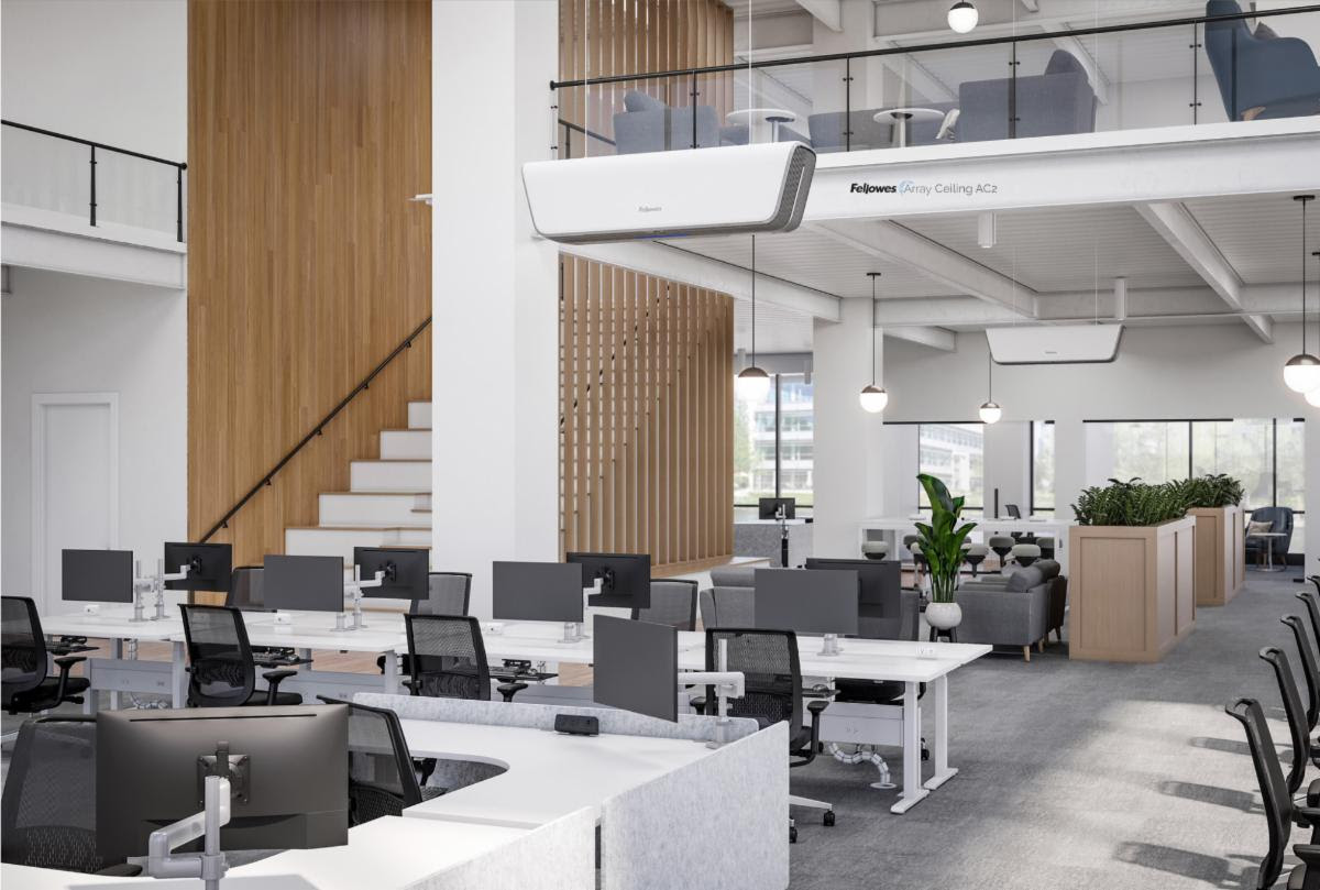 Fellowes Array networked air quality management system for optimal IAQ, in office setting