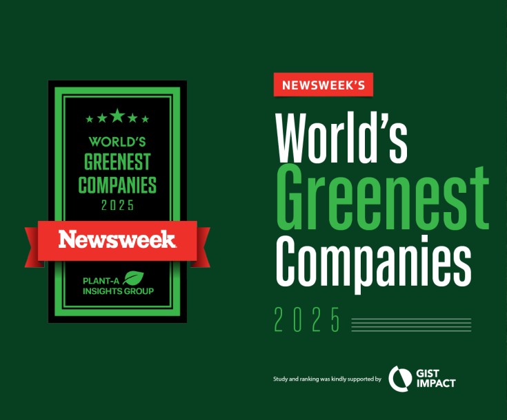 Newsweek's Worlds Greenest Companies - 2 logos on green background