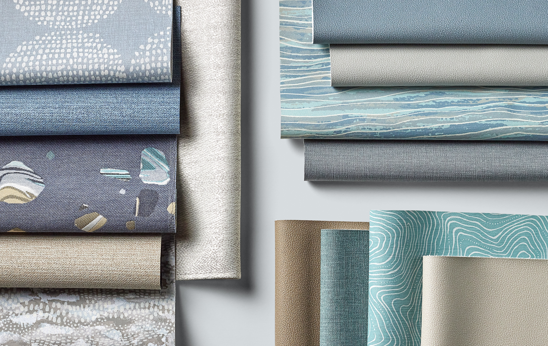 Swatches of folded healthcare textiles