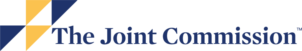 The Joint Commission logo with navy and gold triangles top left