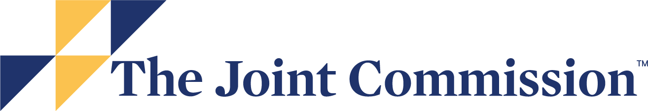 The Joint Commission logo with navy and gold triangles top left