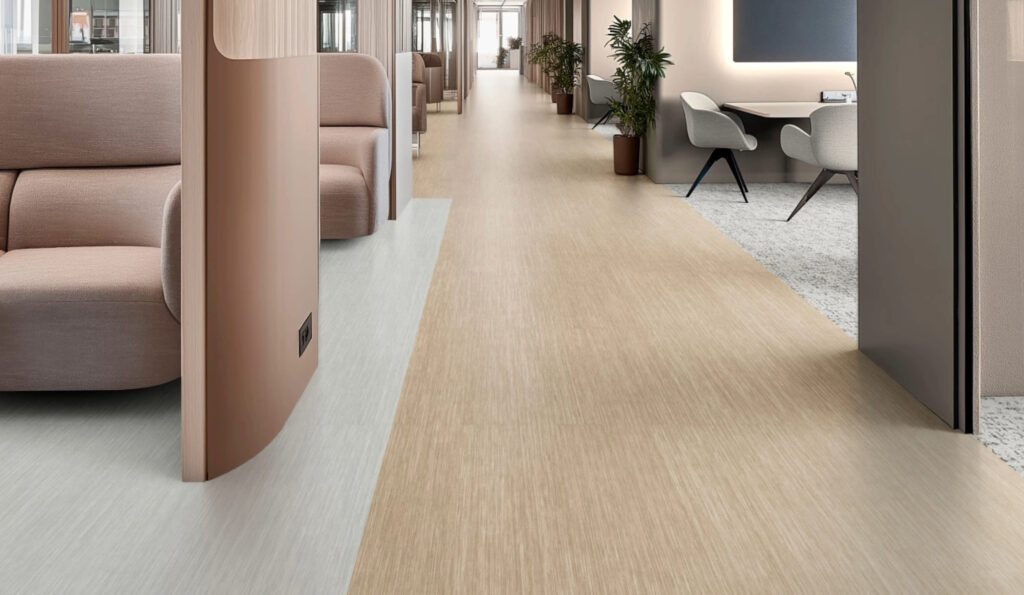 Healthcare setting showcasing flooring with different colors in different areas