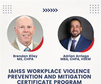 IAHSS Workplace Violence Prevention Program banner with 2 speakers