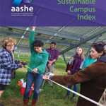 publication cover with an assistant professor and group of students conducting solar research