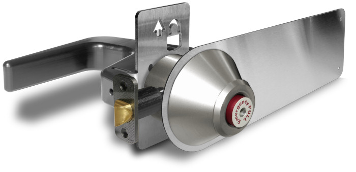 Restroom UP LoK door handle