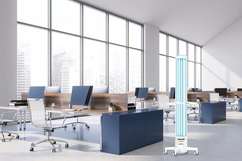 Kärcher R-Zero Arc UV-C disinfection device in workspace