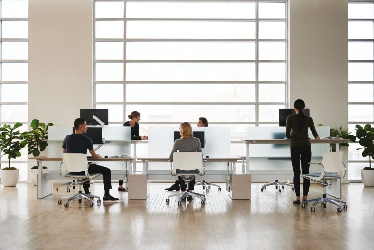 Teknion’s Navigate height-adjustable benching