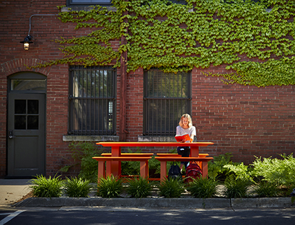 Landscape Forms orange bench
