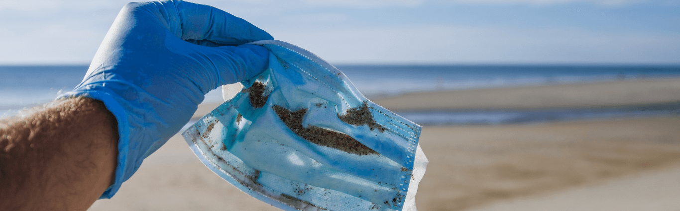 PPE waste on beach