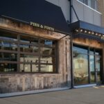 Clopay’s VertiStack compact stacking sectional door at Pies and Pints