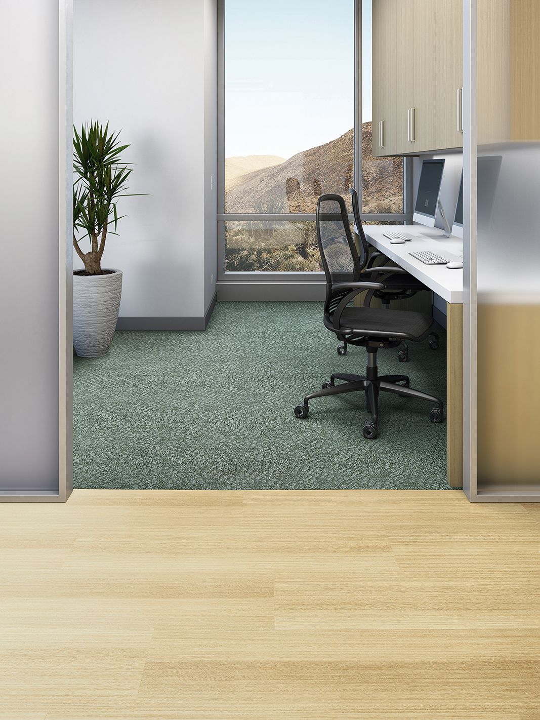 Interface Desert Scapes biophilic flooring carpet and LVT
