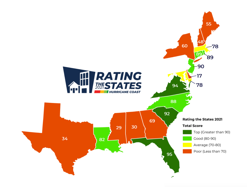 IBHS Hurricane ready - Rating the States map