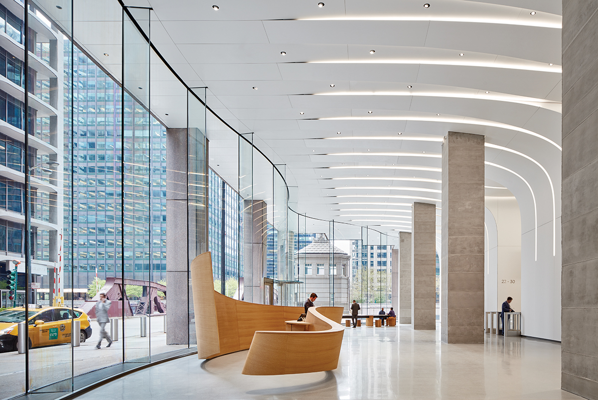 Lobby renovation at 10-30 South Wacker Drive.