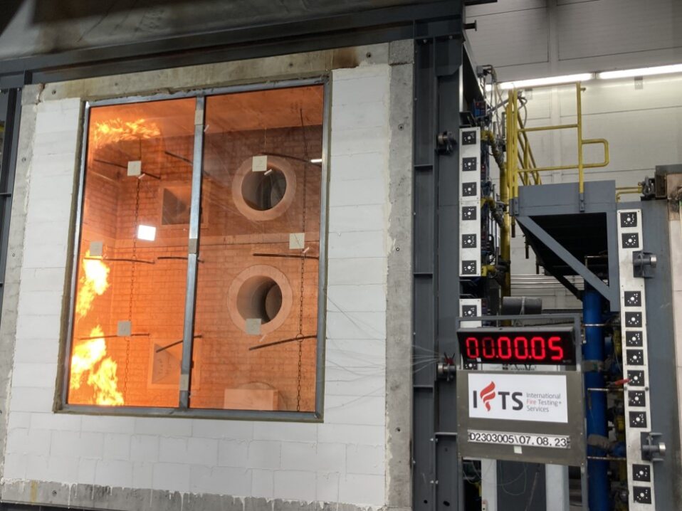 Testing Vetrotech Contraflam One fire-rated glazing