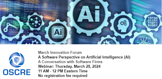 OSCRE Innovation Forum banner: software firm perspective on AI capabilities