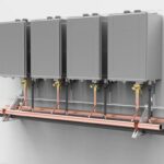 CMK-SS4 wall-hung Commercial Manifold Kit for 4 tankless water heaters.