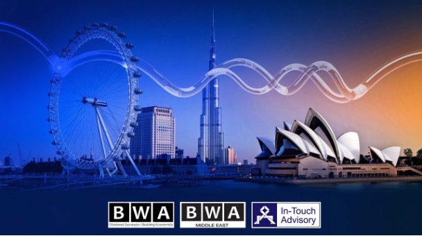 Iconic buildings with  In-Touch Advisory (Australasia), BWA (Europe) and BWA (Middle East) logos