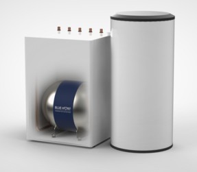 BlueHeart Energy technology for heating and cooling inside a client’s white heat pump